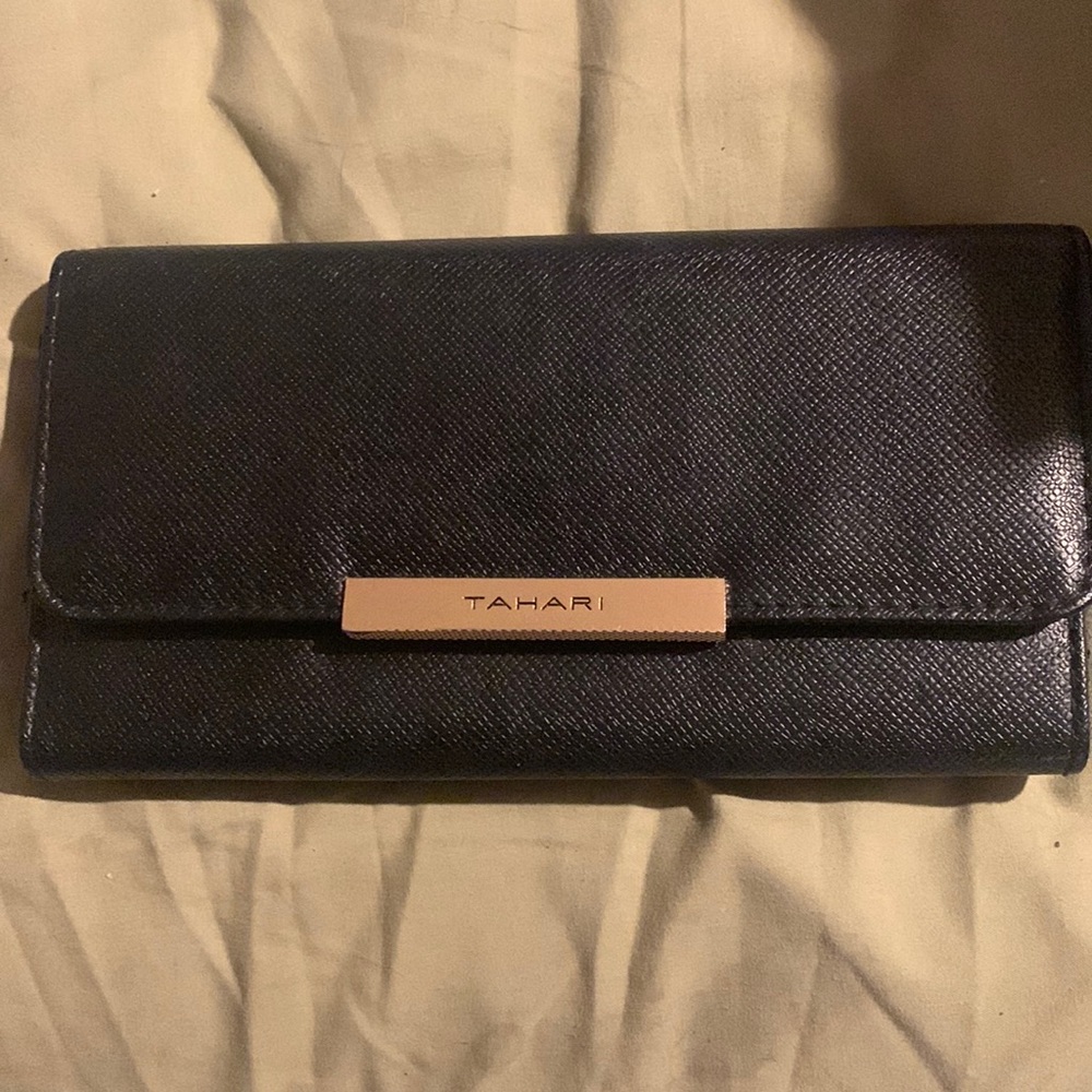 New Tahari wallet black with pink accents